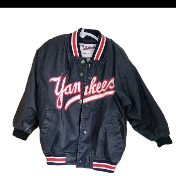 Majestic Kids Yankees Vintage Bomber Jacket - Black and Red - Picture 1 of 8